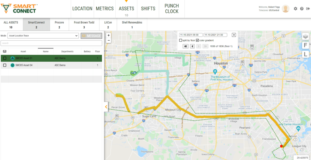 Connected worker location tracing